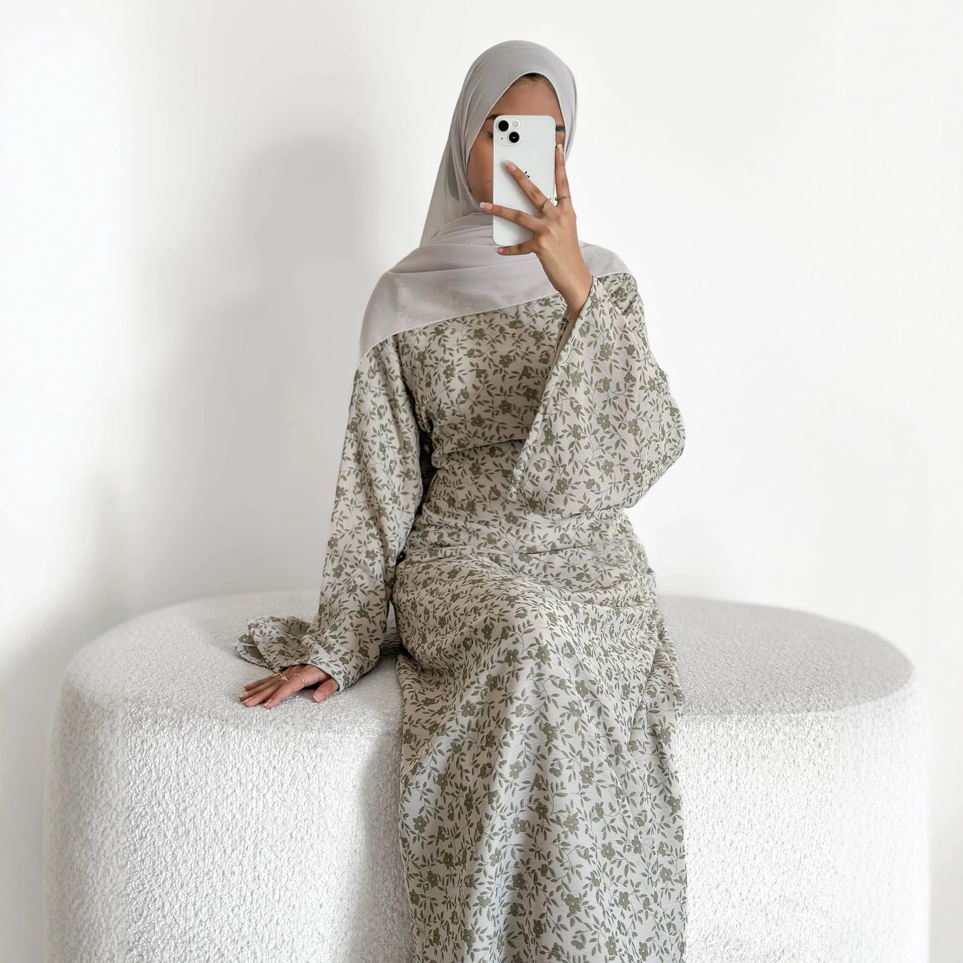 Floral Print Flared Sleeve Maxi Dress(MS490)