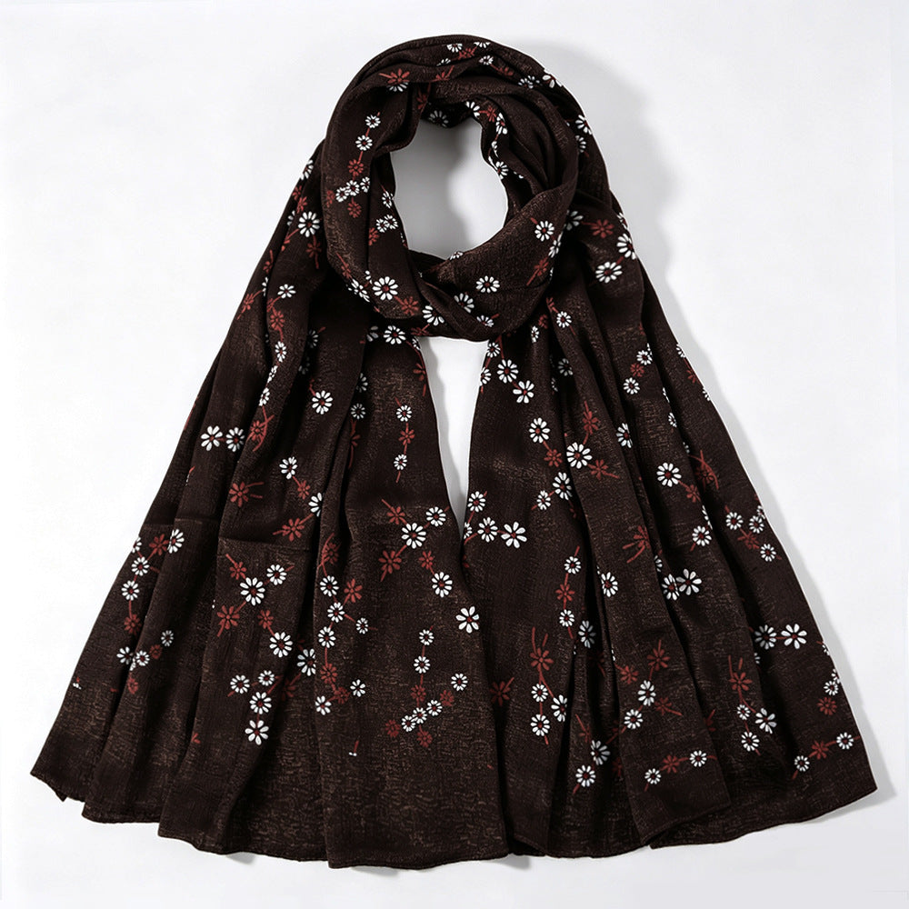 Daisy Floral Print Shimmer Hijab Scarf(MH245)