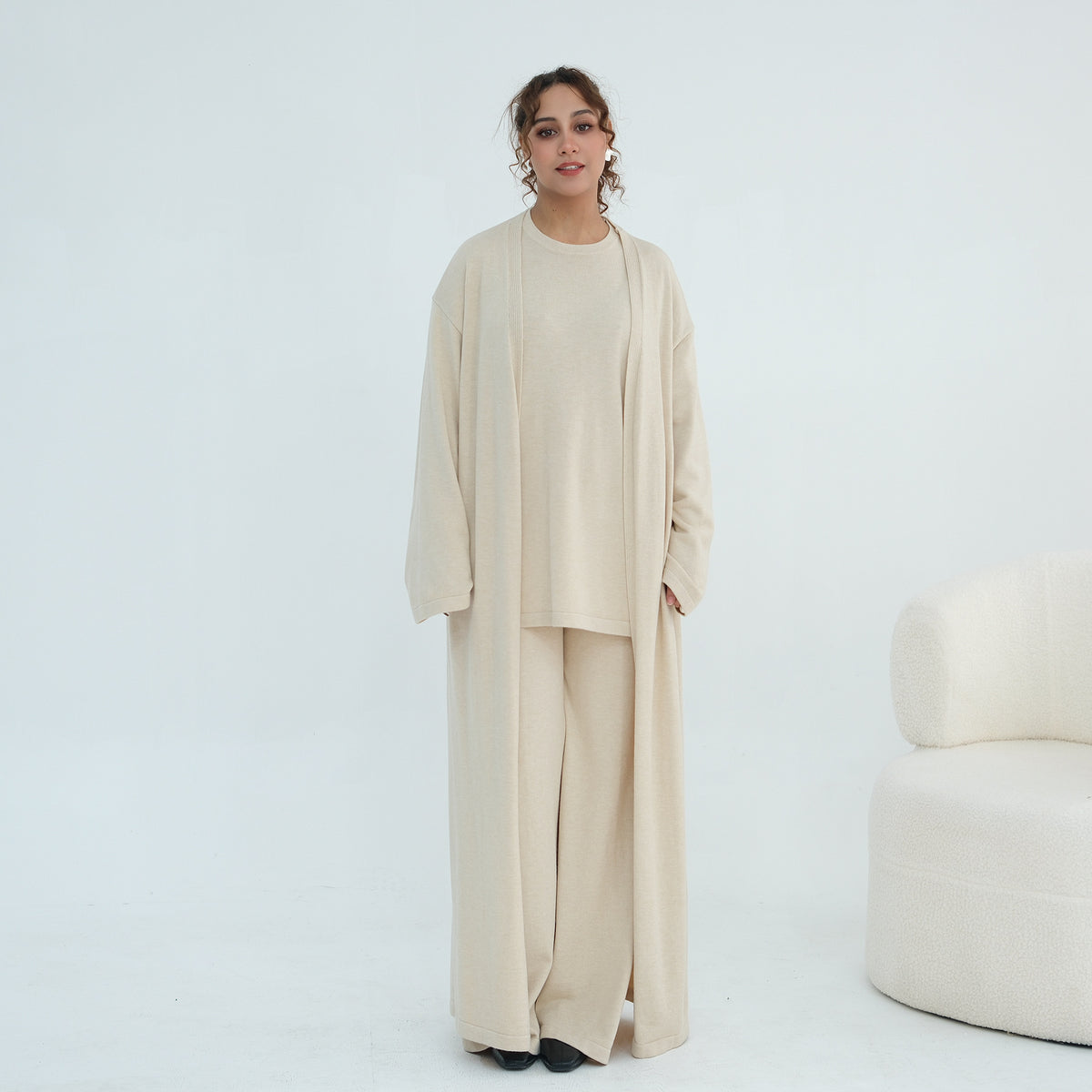 Solid Knit Top & Pants Set(MOA350)