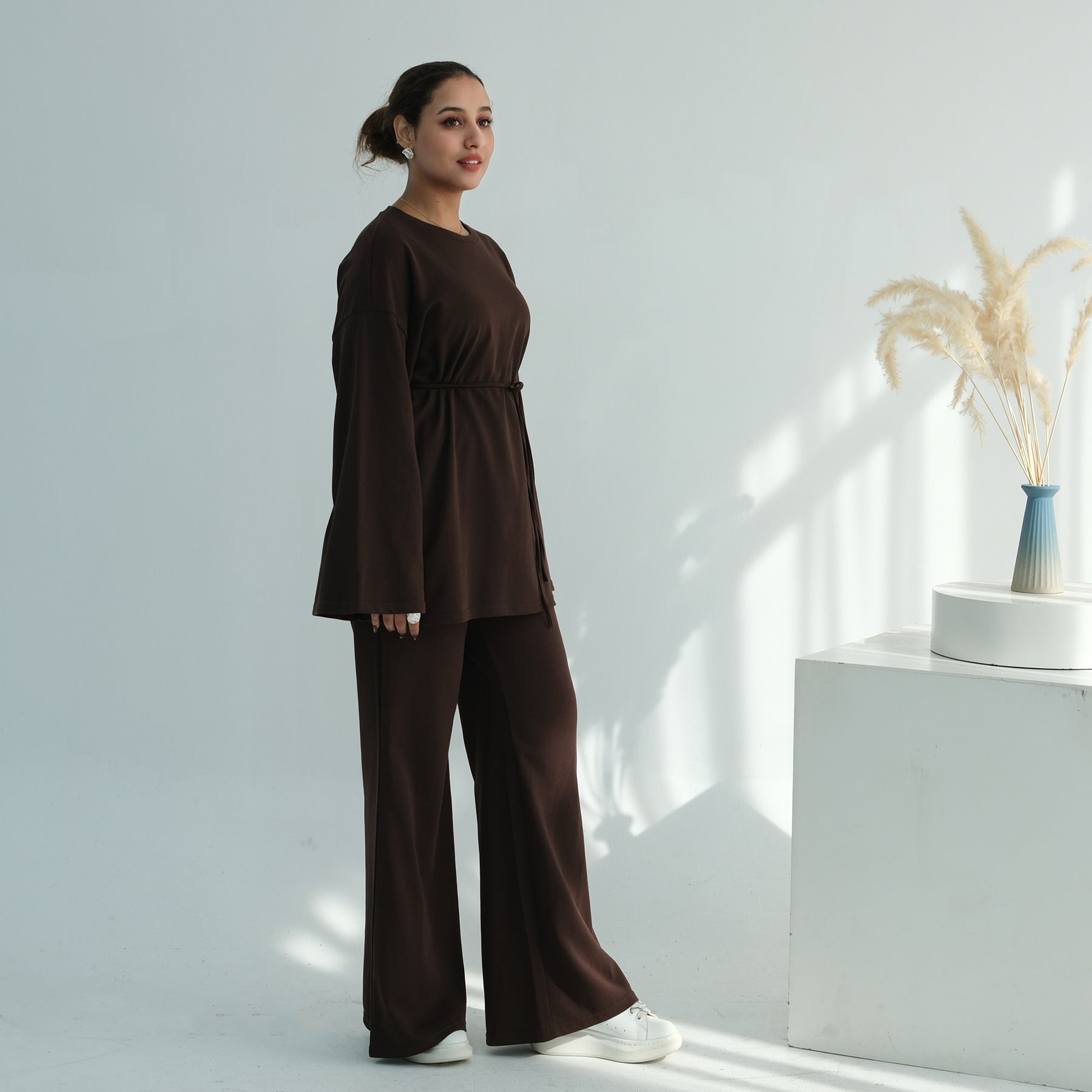 100% Cotton Oversized Top & Wide-Leg Trouser Set(MS450)