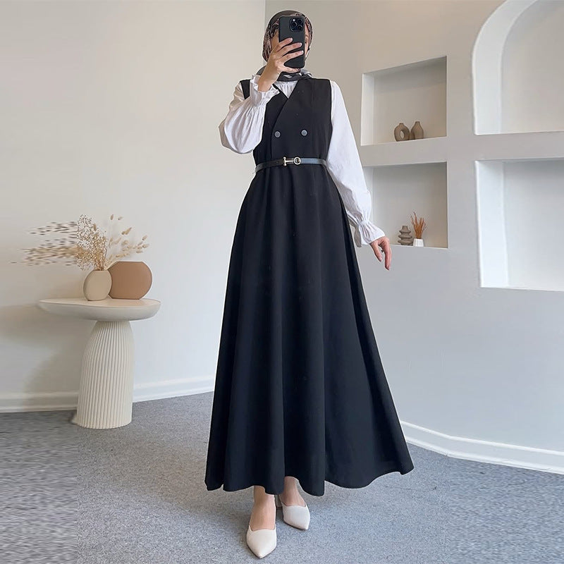 Double-Breasted Vest Dress with Shirt(MS286)