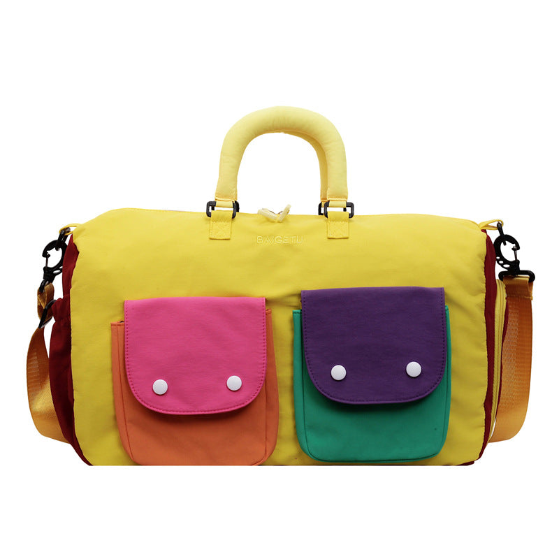 Colorblock Travel Duffel Bag - Lightweight Carry-On Weekender Bag with Shoulder Strap & Exterior Pockets(MAC480)