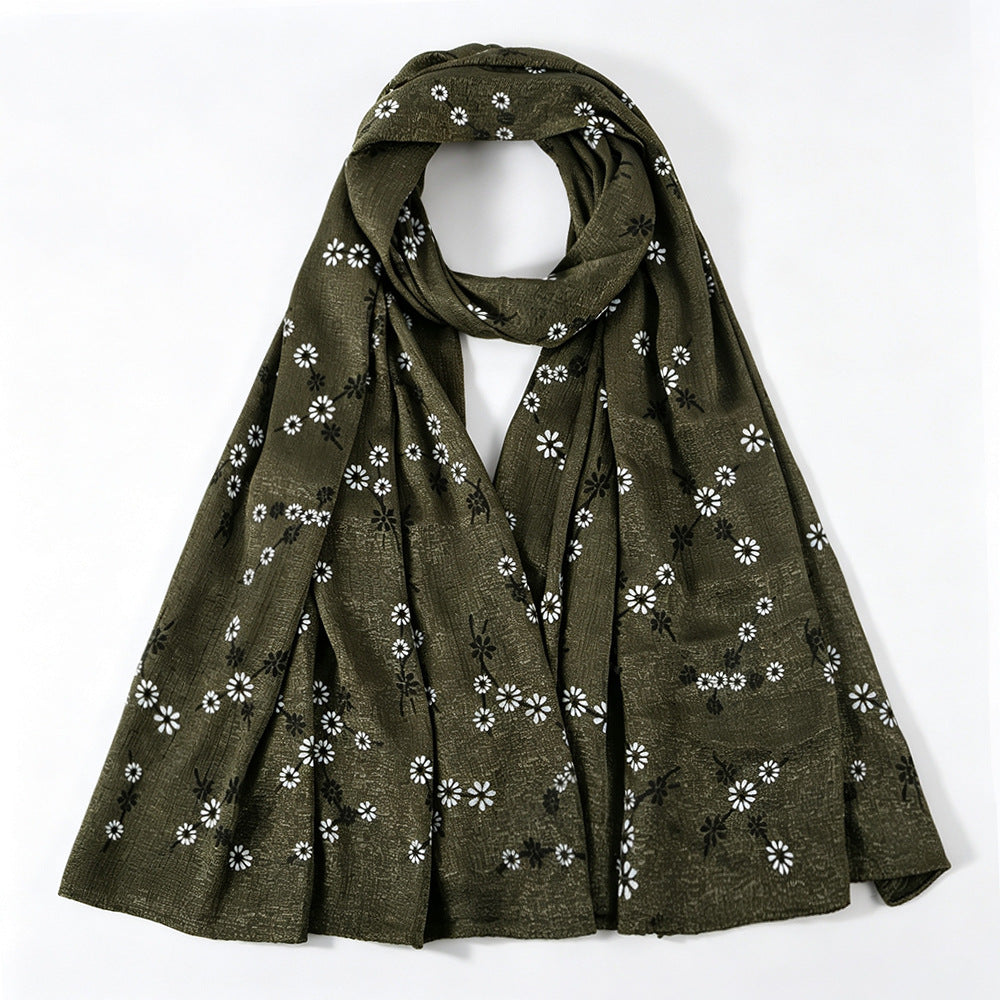 Daisy Floral Print Shimmer Hijab Scarf(MH245)