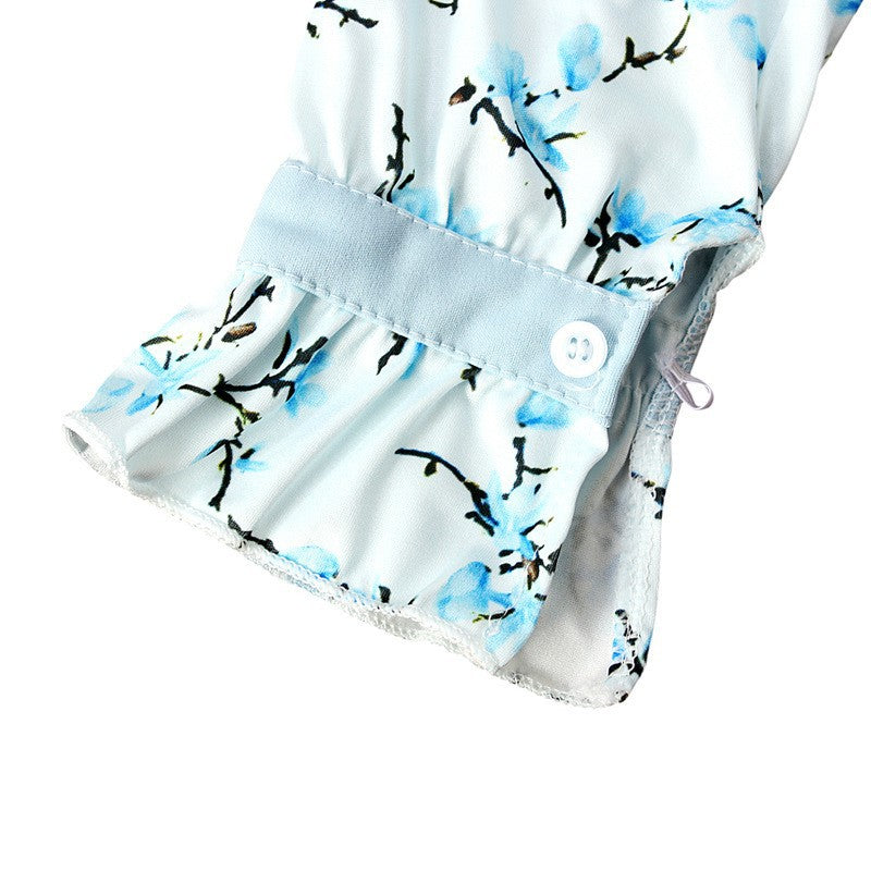 Girls Blue Floral Dress & Khimar Set(MKG027)