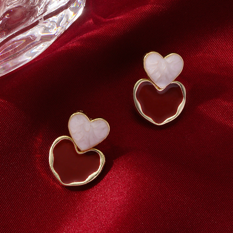 Vintage Wine Red Pearl Stud Earrings(MAC466)