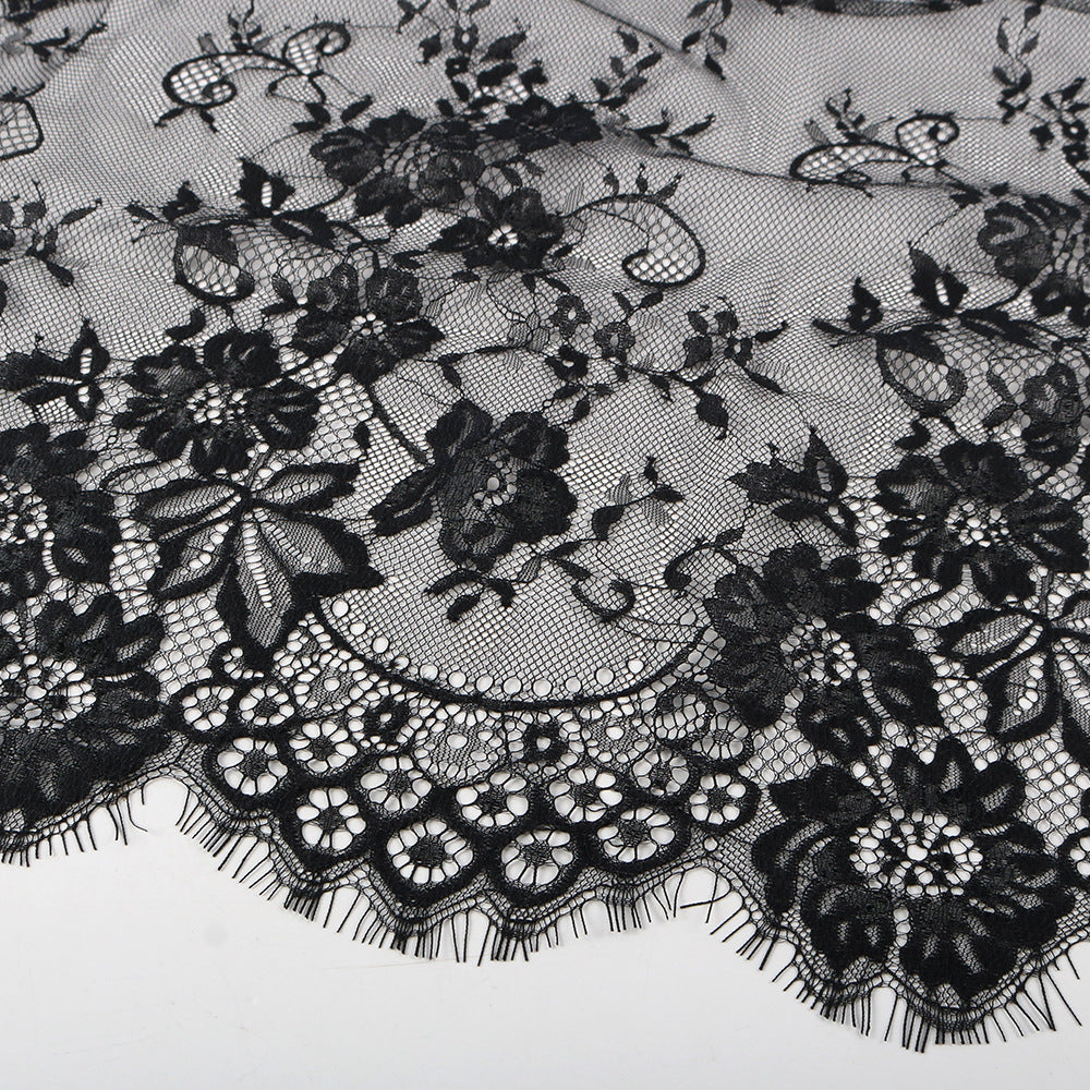 Floral Lace Hijab with Eyelash Fringe Edge(MH237)