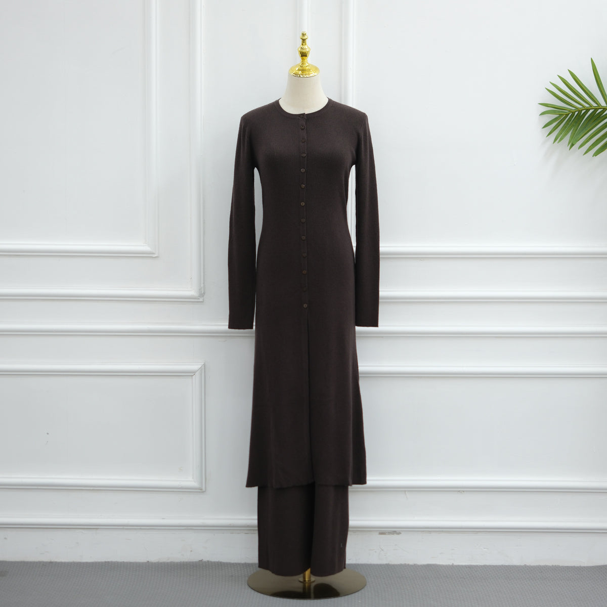 Modest Ribbed Knit Two-Piece Set(MS536)