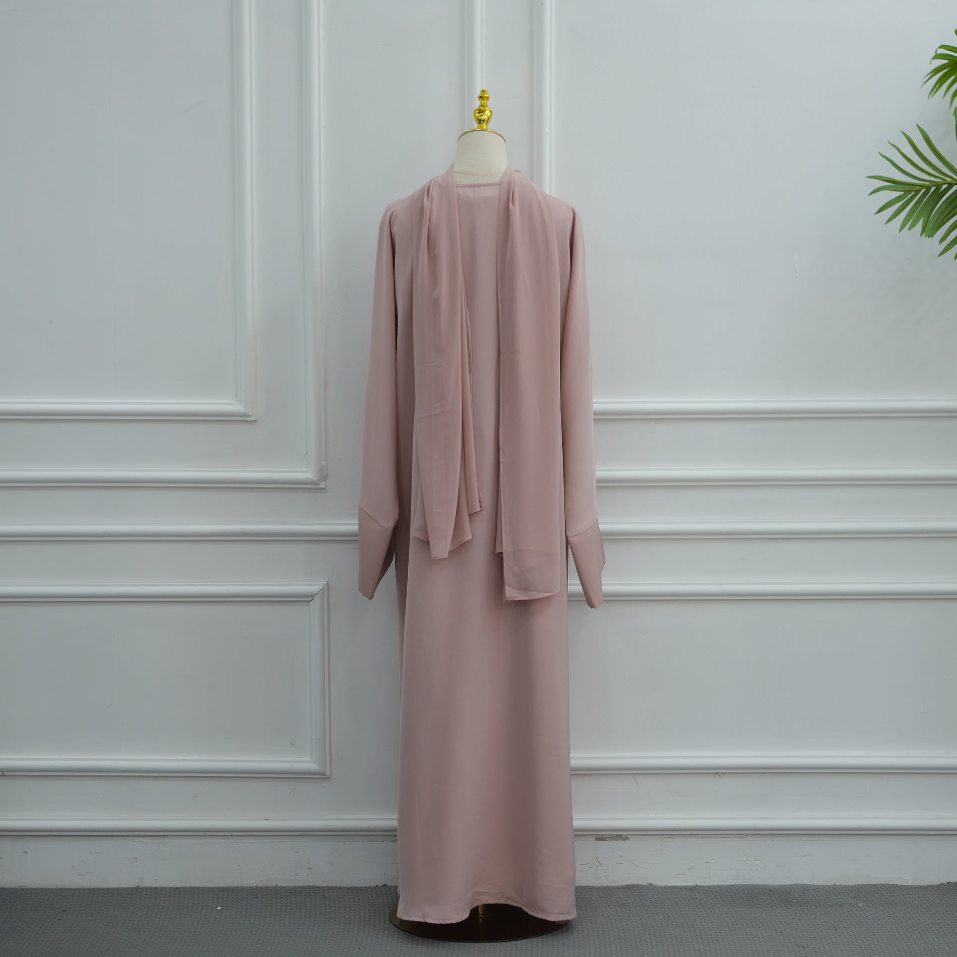 Nida Three-Piece Open Abaya Set(MOA340)