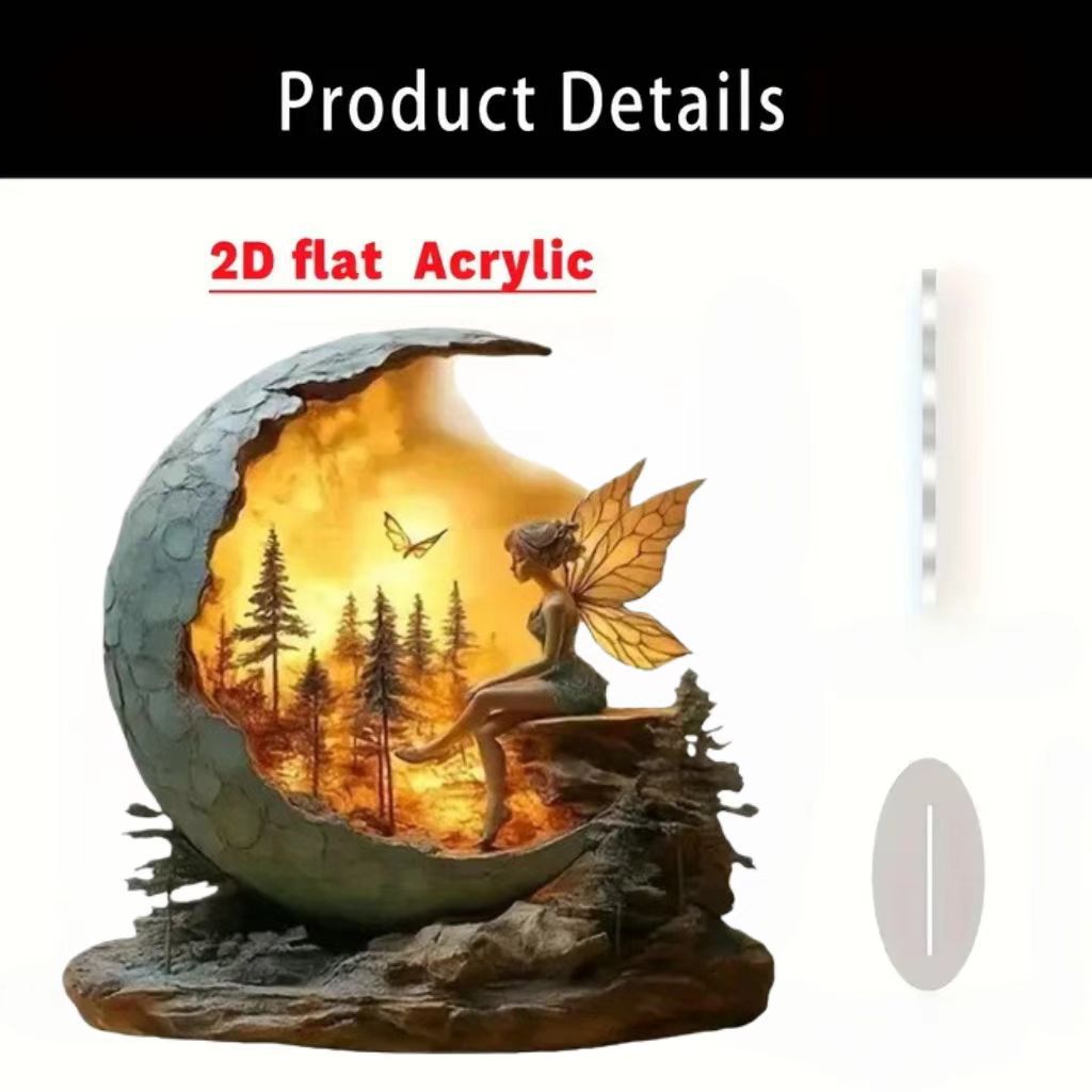 Islamic Crescent with Islamic Motifs Acrylic Desktop Ornament (MAC398)