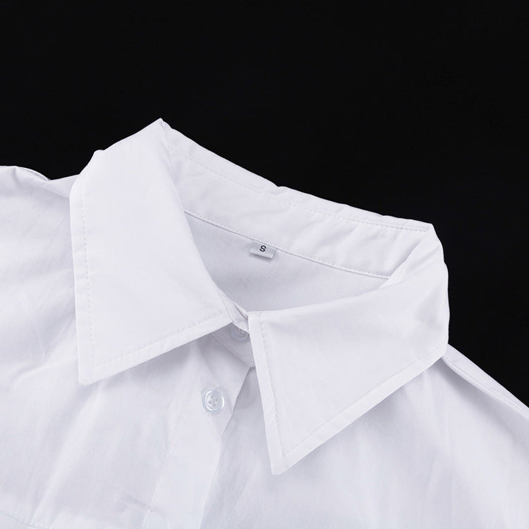 Pleated White Shirt Maxi Dress(MS548)