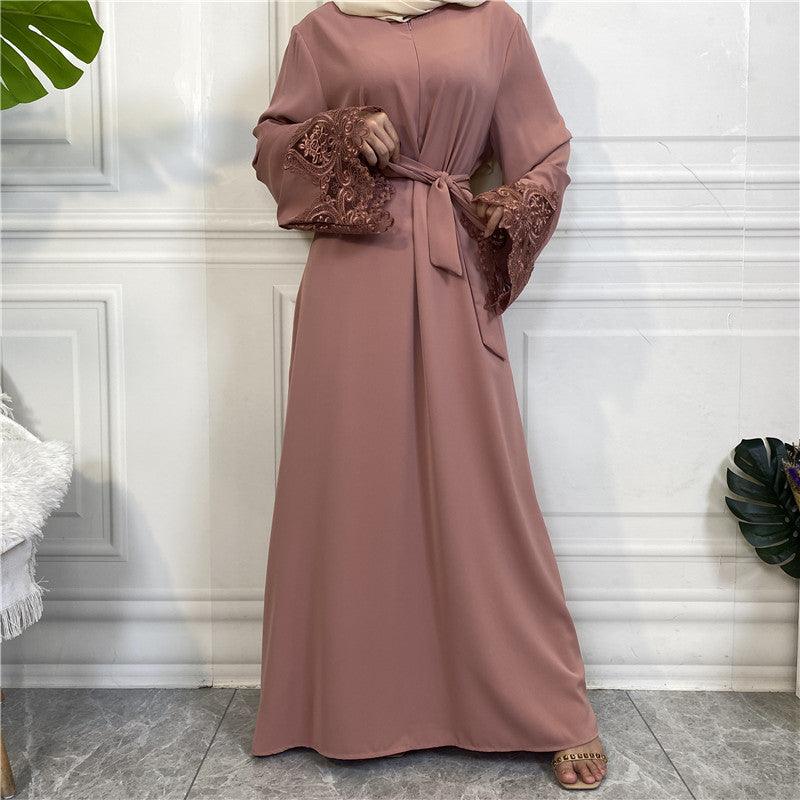 Floral Lace Zip Abaya - Mariam's Collection | 2025 XL / Pink Floral Lace Zip Abaya - Mariam's Collection | 2025 XL / Pink