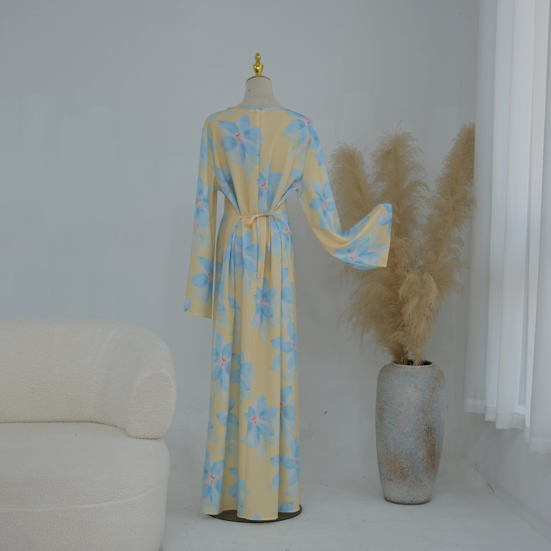 Floral Print Washed Crinkle Maxi Dress(MS437)