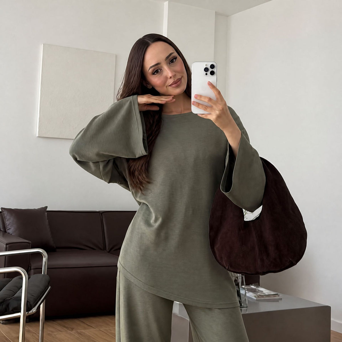 Cotton Belted Tunic & Wide-Leg Pants Set(MS570)