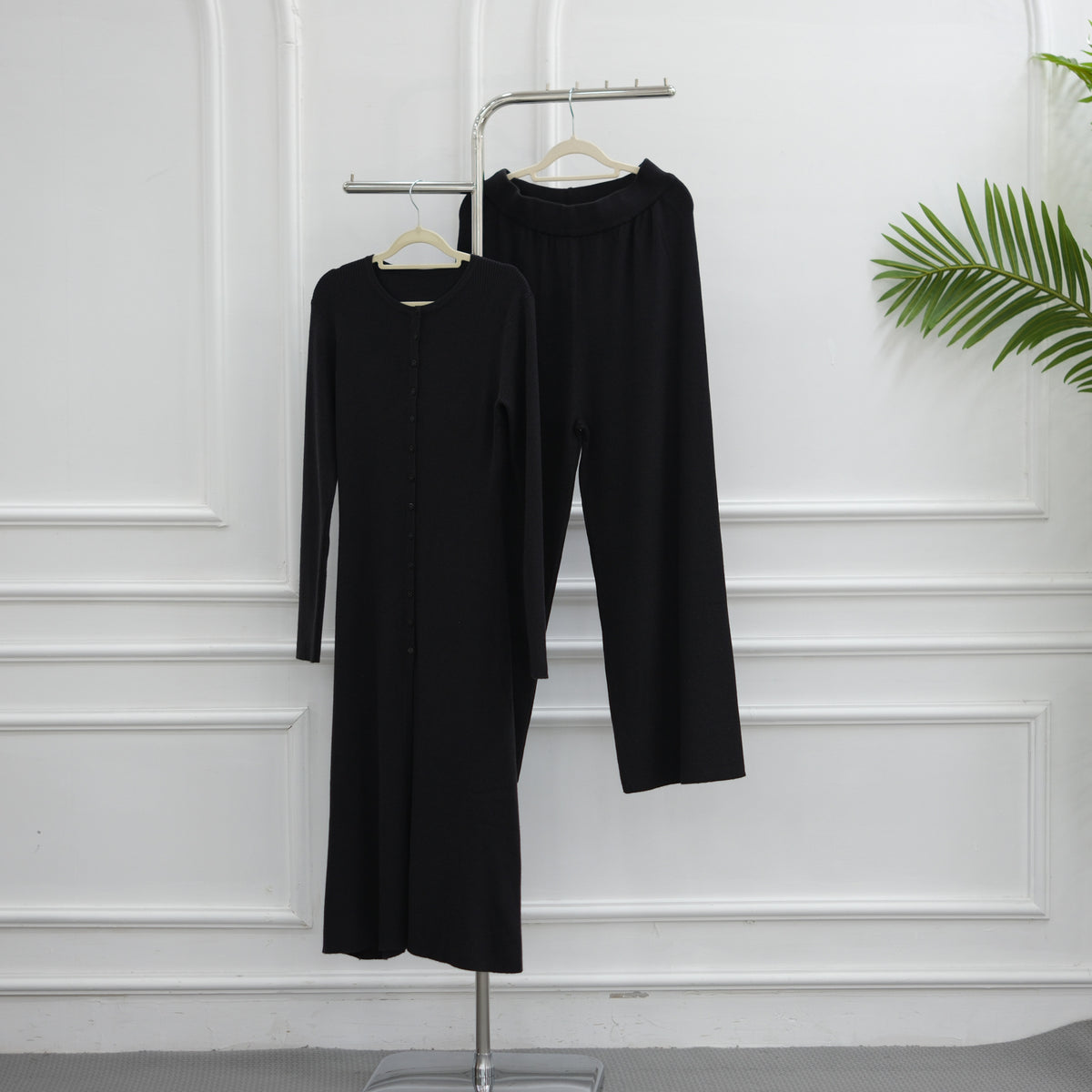 Modest Ribbed Knit Two-Piece Set(MS536)