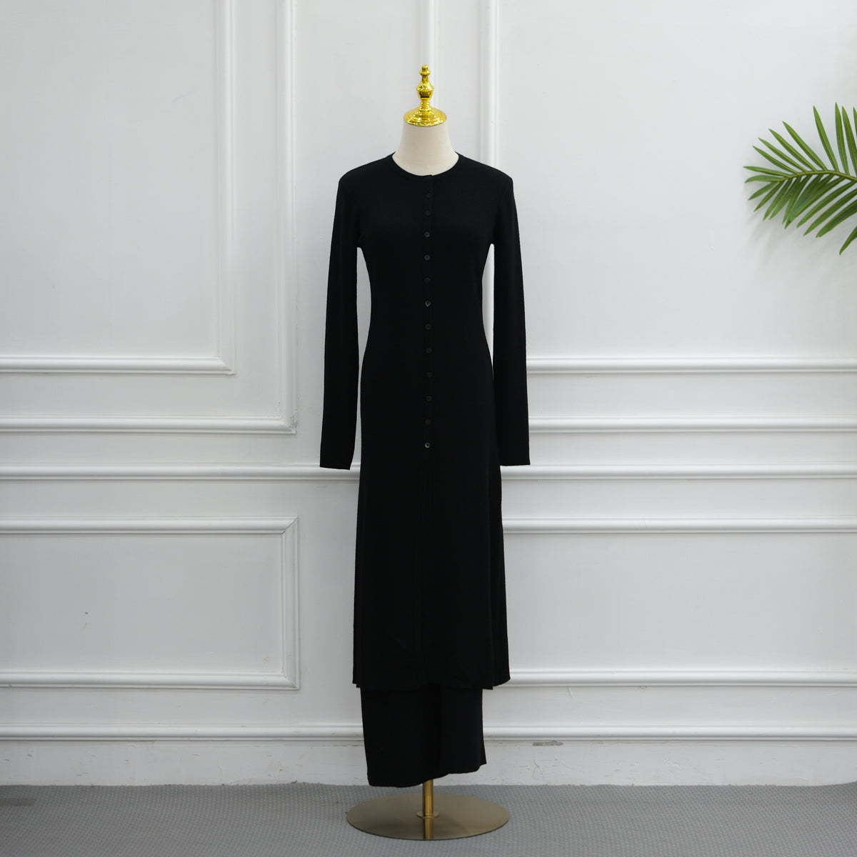 Modest Ribbed Knit Two-Piece Set(MS536)