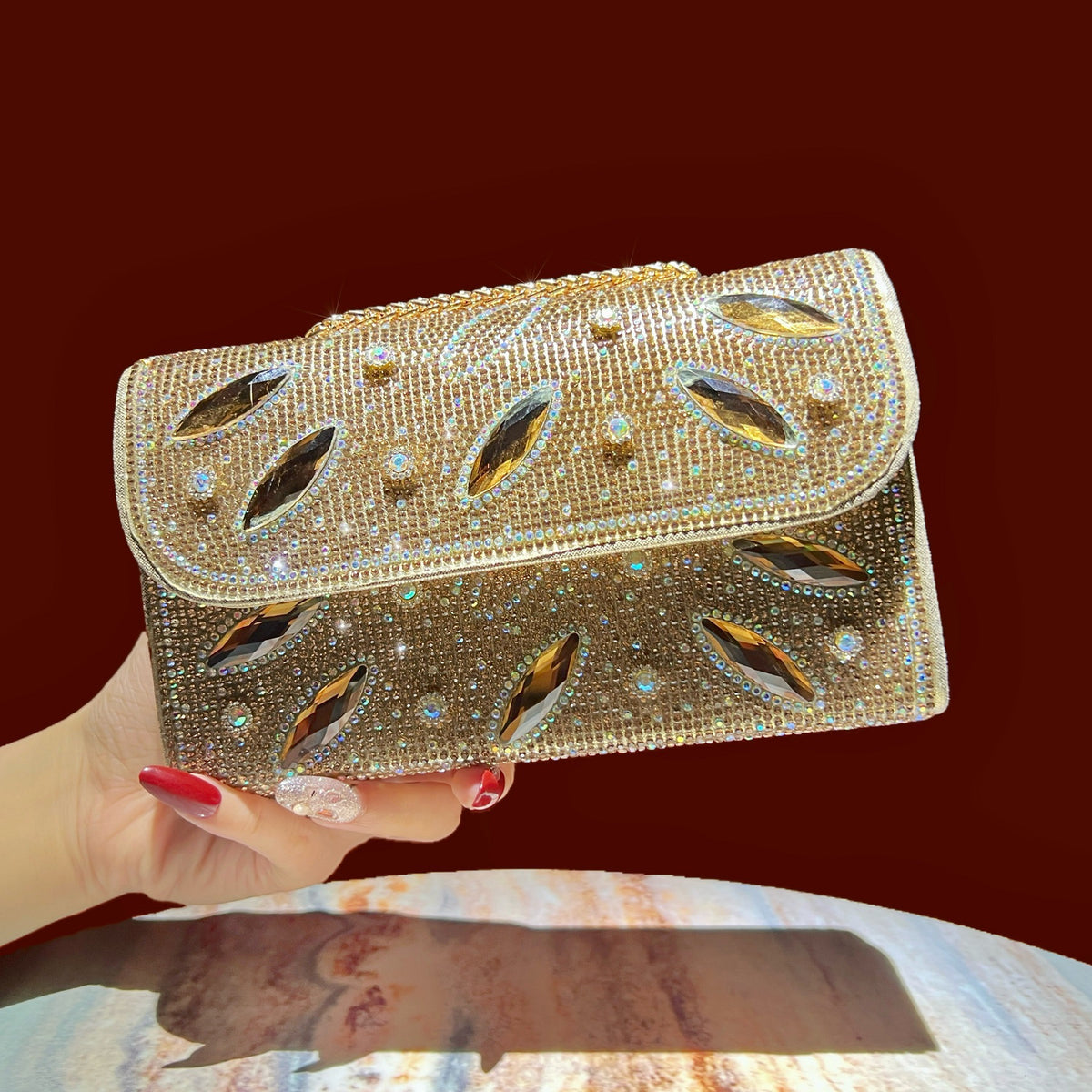 Elegant Faux Pearl Evening Clutch Bag - Vintage Style Beaded Handbag & Crossbody Purse for Weddings & Parties(MAC490)
