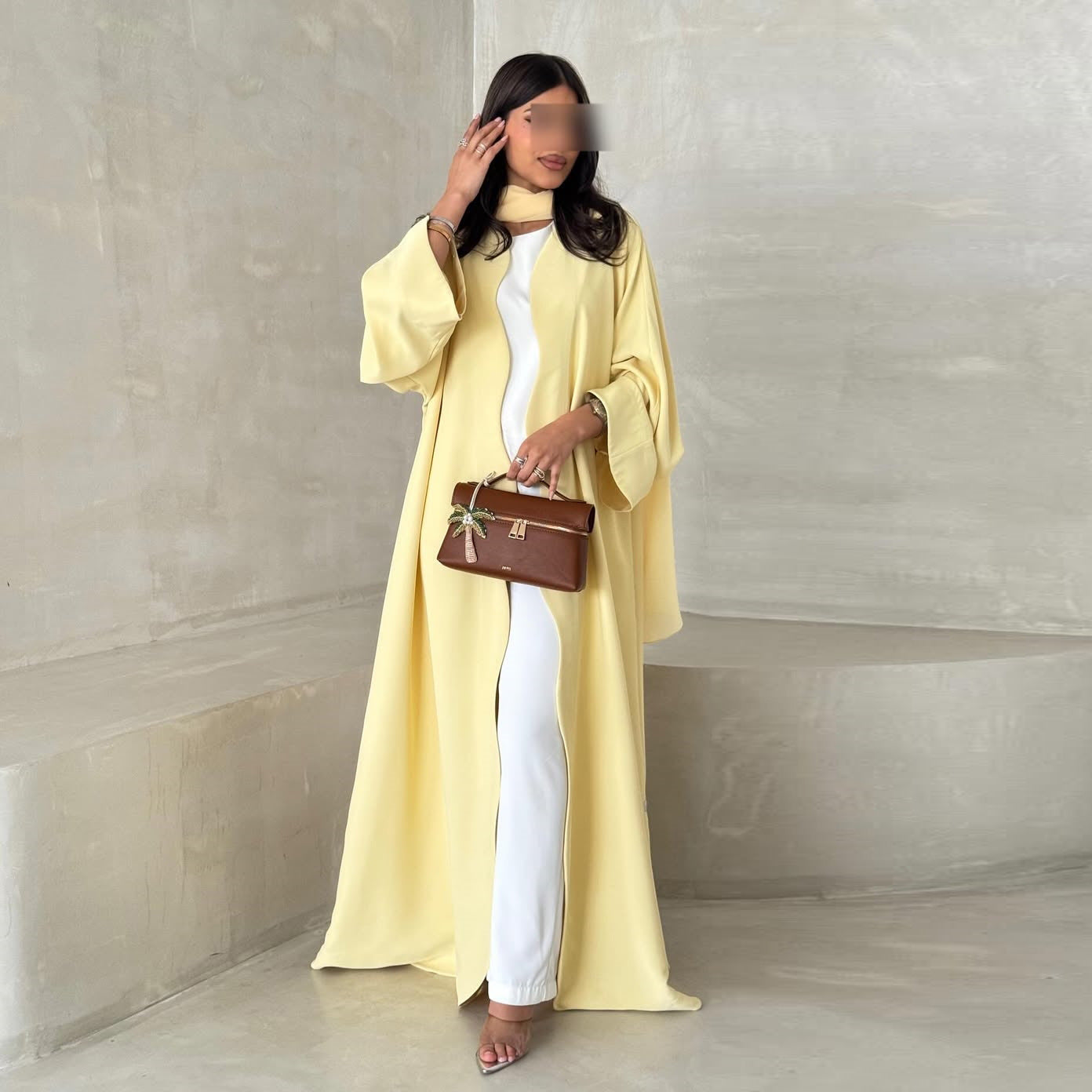 Collarless Open Front Abaya(MOA348)
