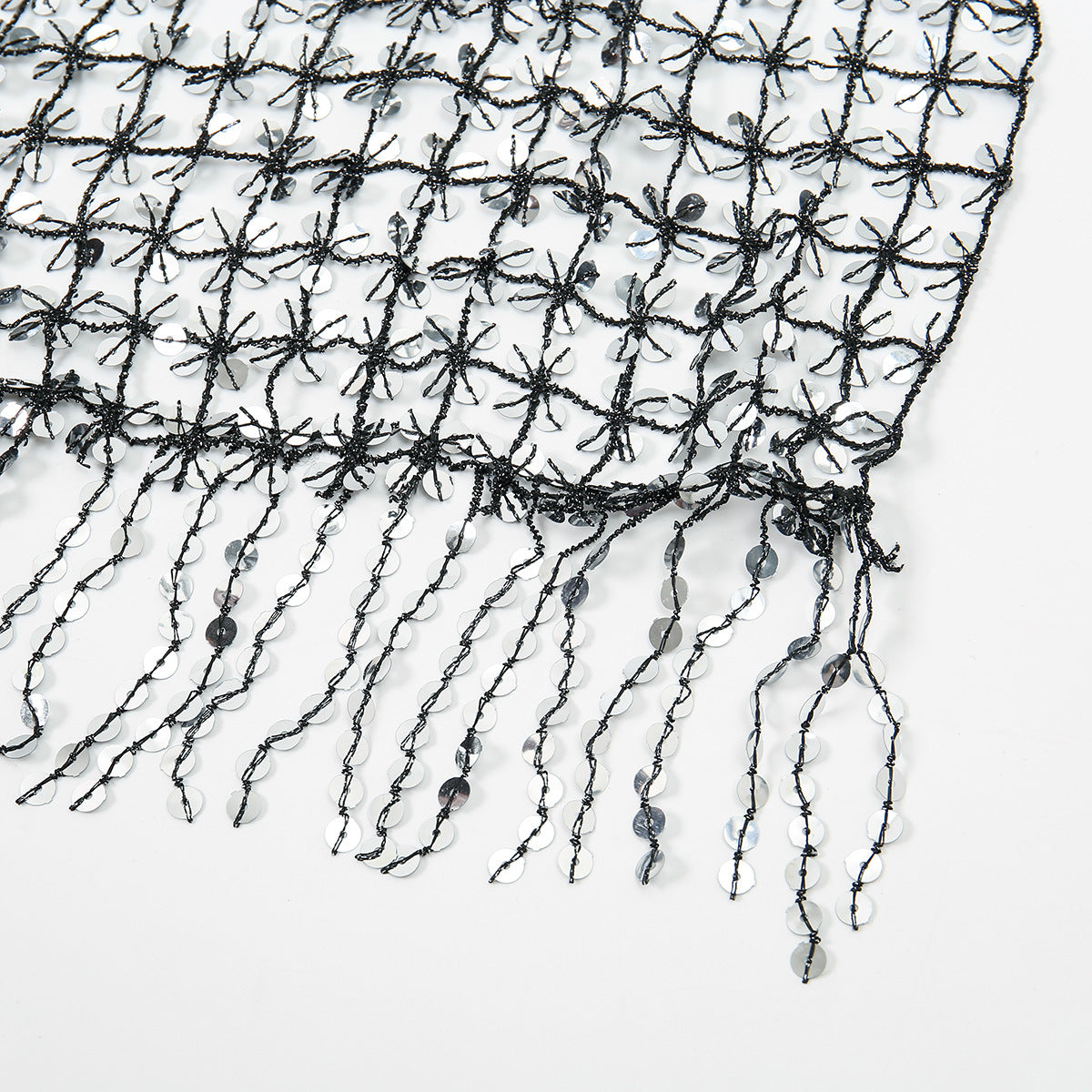 Sequin Mesh Shawl Hijab with Fringe(MH206)