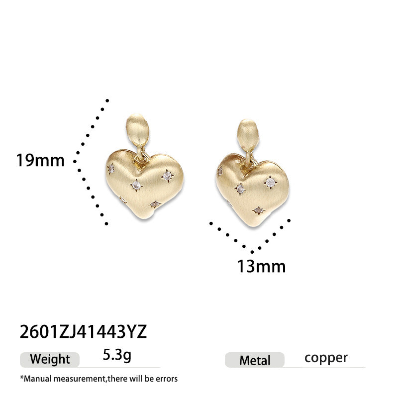 Elegant Brushed Heart Stud Earrings(MAC460)