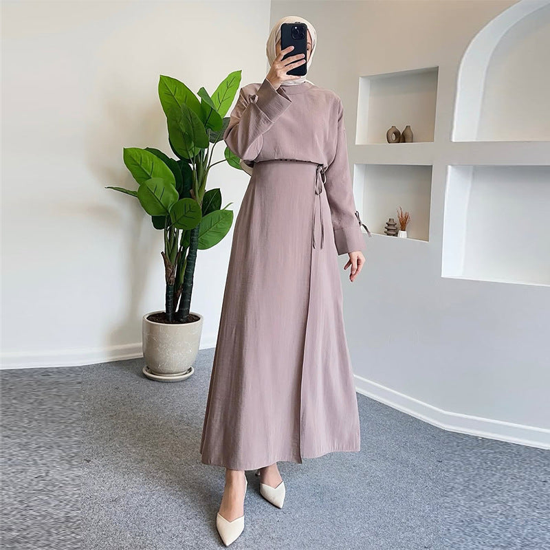 Tie-Cuff Blouse with High-Waist Skirt(MS293)