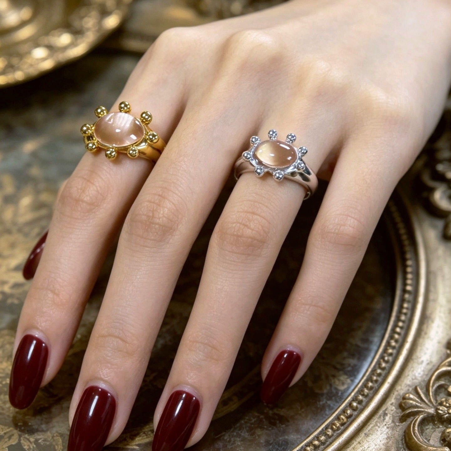 Vintage Crab Sunburst Crystal Statement Ring | Adjustable Ring(MAC483)
