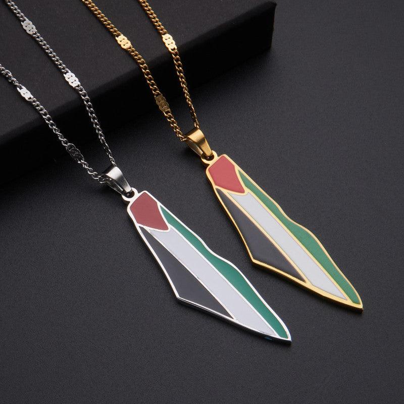 Palestine Pendant Necklace - Stainless Steel Chain With Gold Or Silver Finish