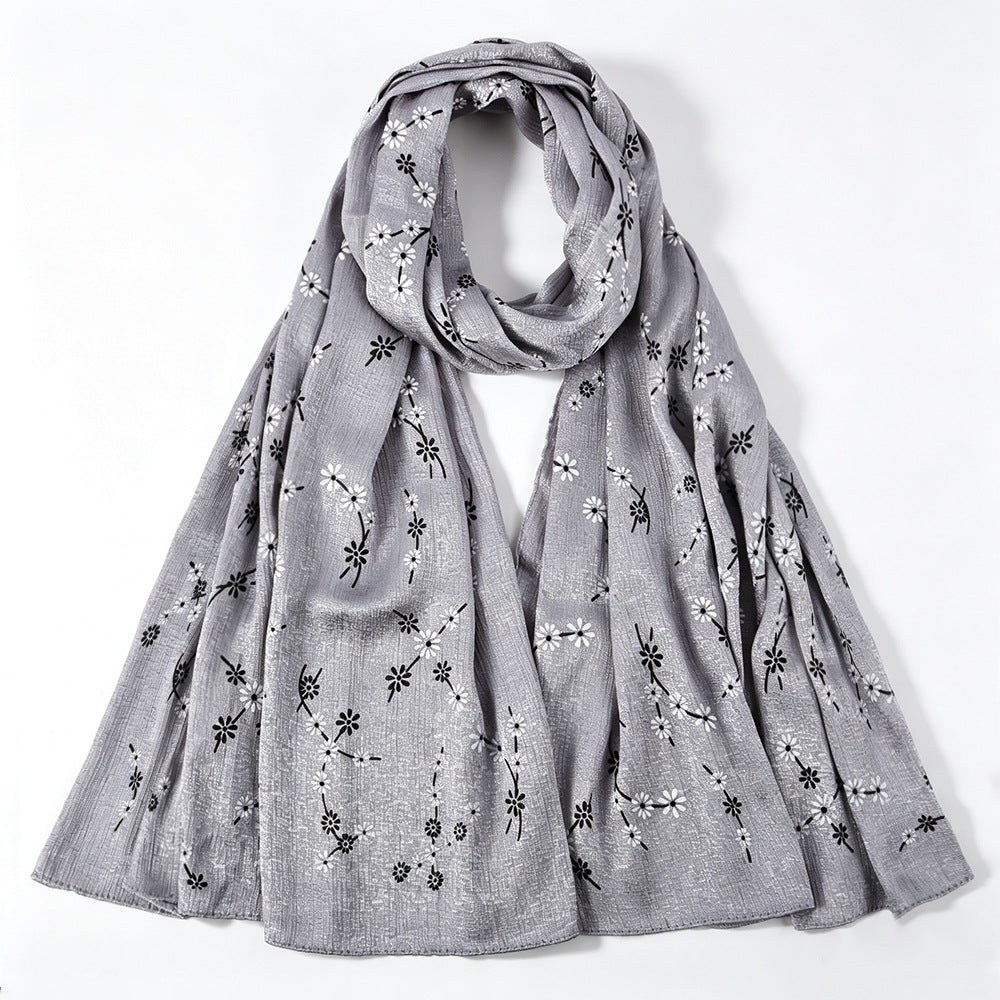 Daisy Floral Print Shimmer Hijab Scarf(MH245)