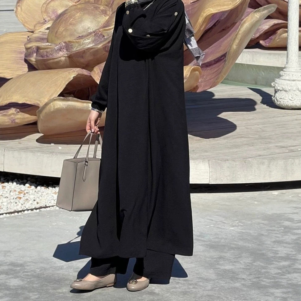 Textured Puff Sleeve Maxi Abaya(MS526)