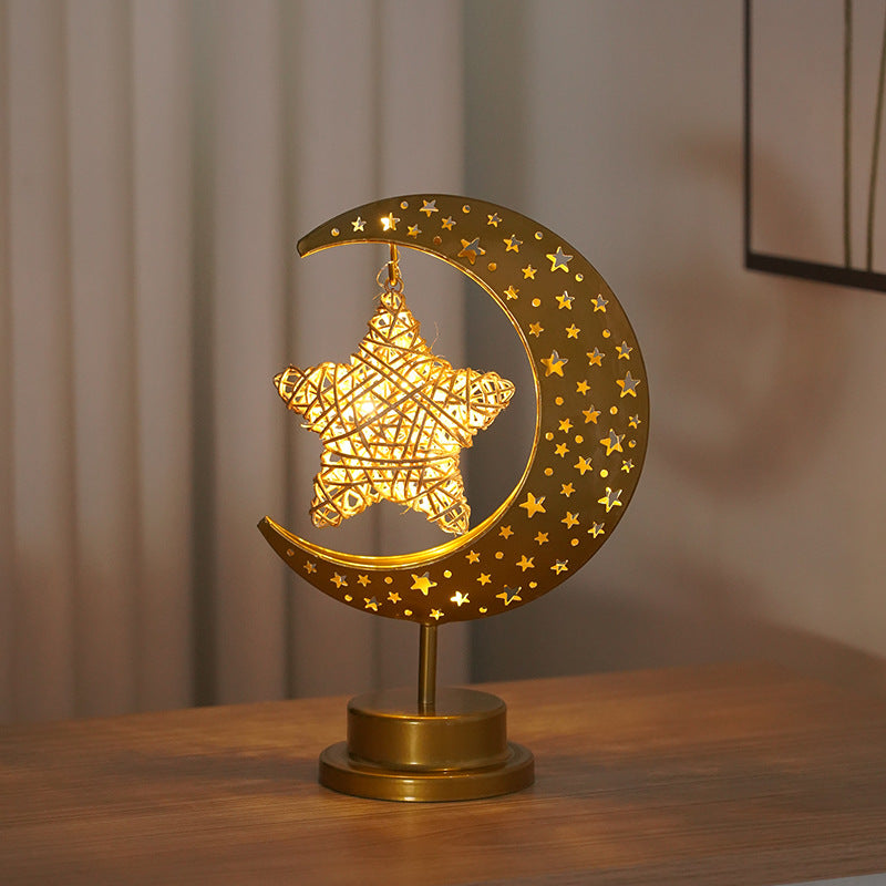 Ramadan Iron Star & Crescent Lamp Festive Candle Holder Decor (MAC399)