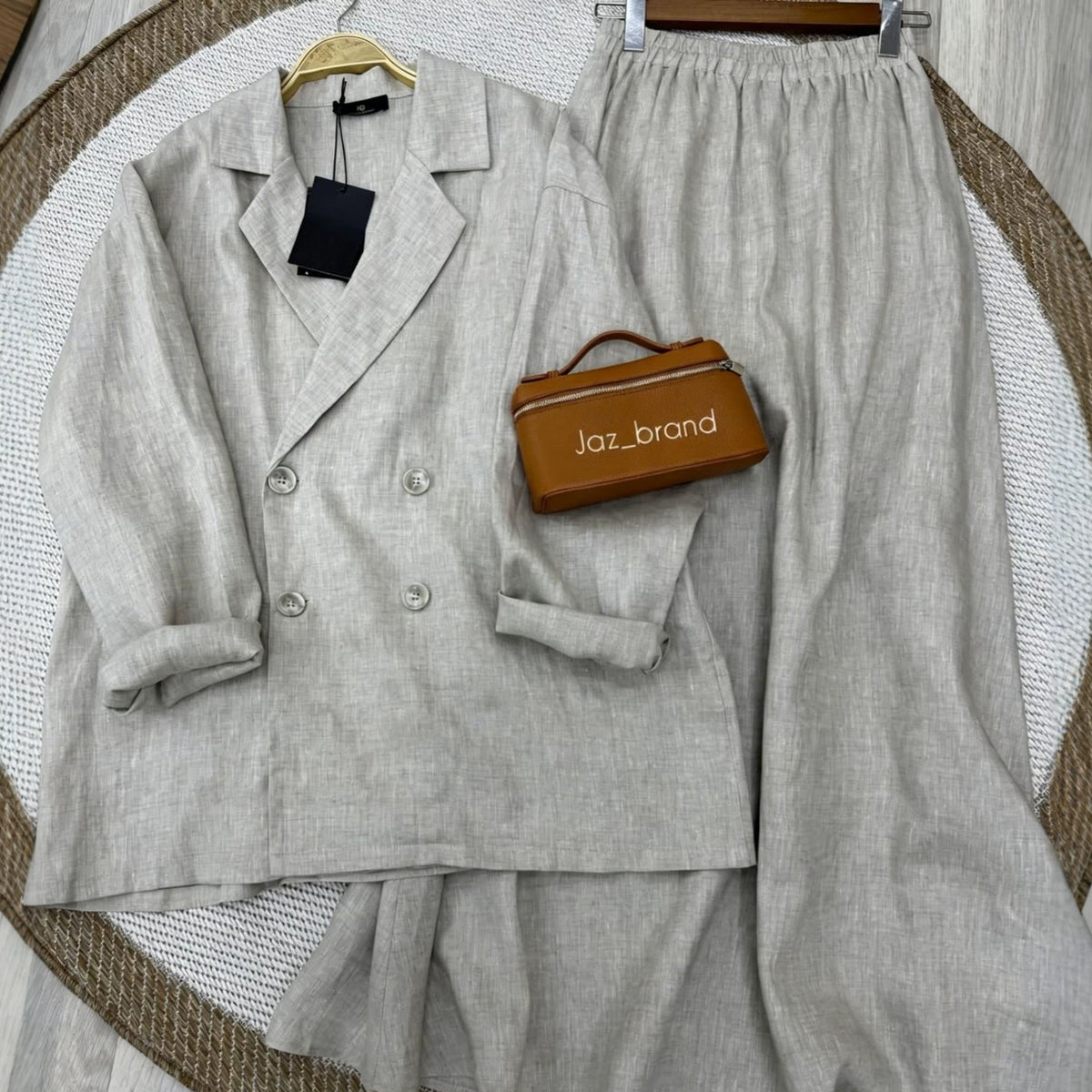 Linen-Look Shirt & Maxi Skirt Set(MS558)