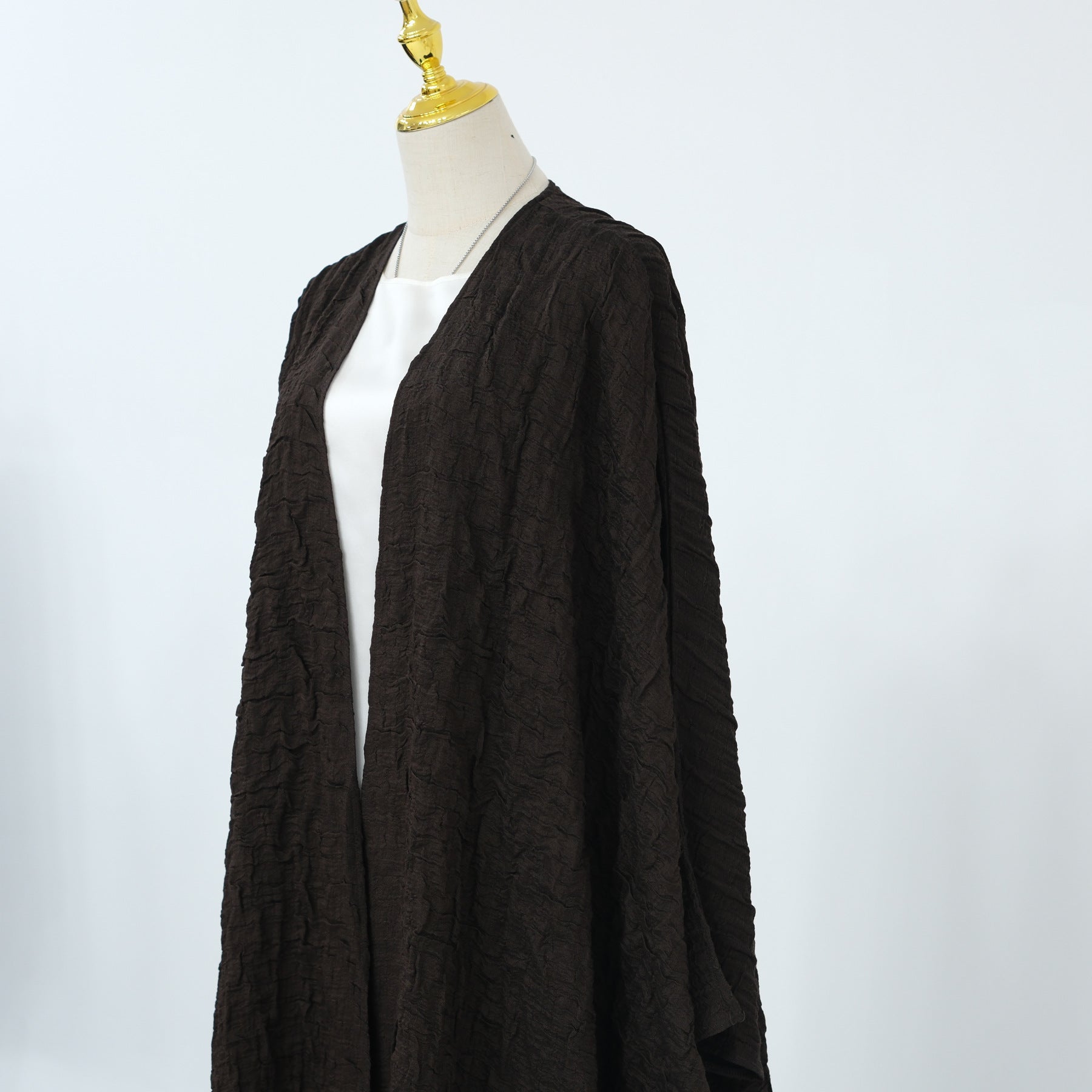 Textured Jacquard Abaya with Batwing Cardigan & Belt(MOA281)