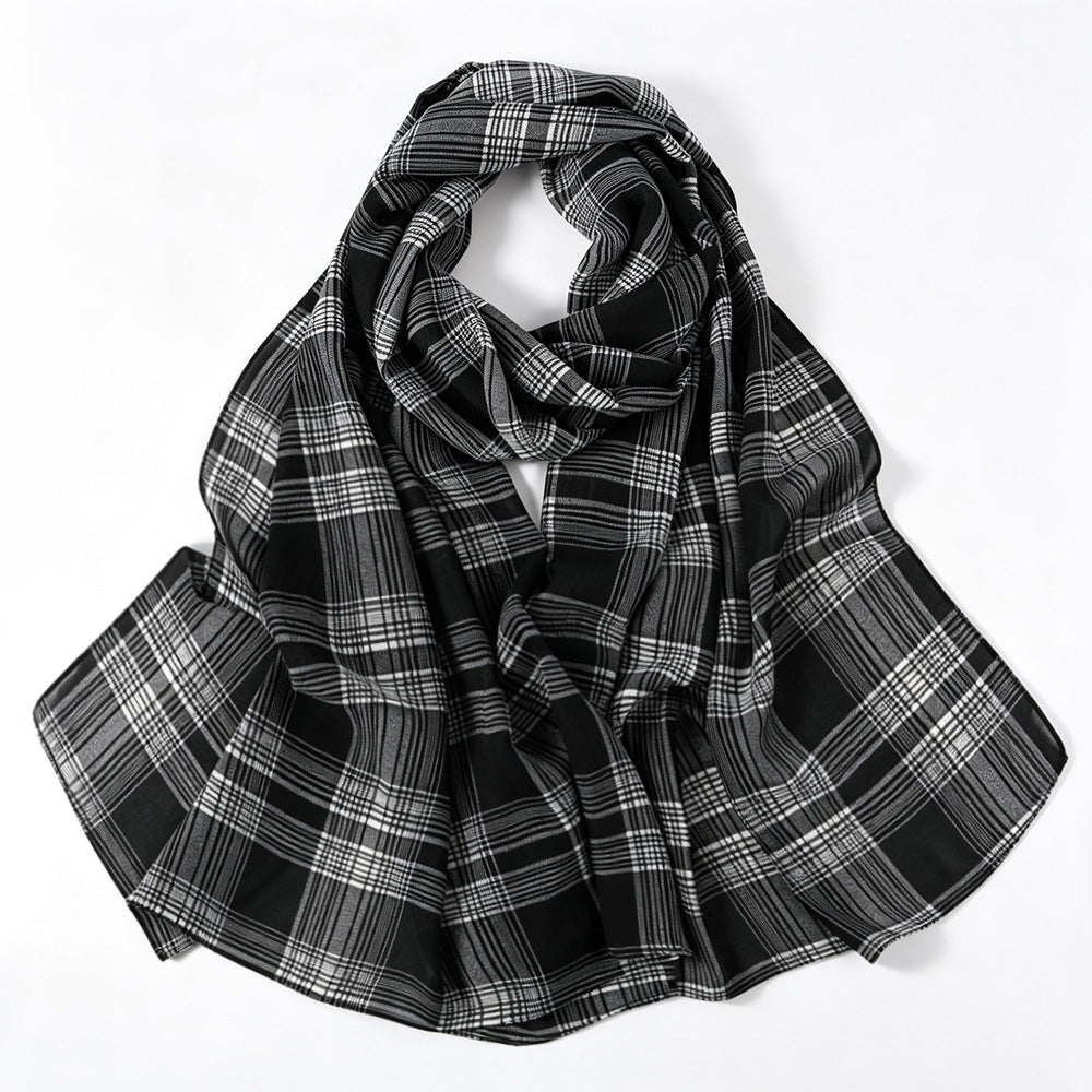 Vintage Tartan Plaid Lightweight Hijab Scarf(MH258)