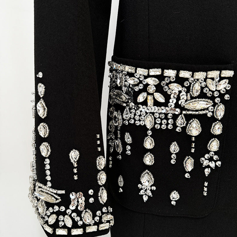 Crystal Embellished Blazer Evening Gown(MS300)