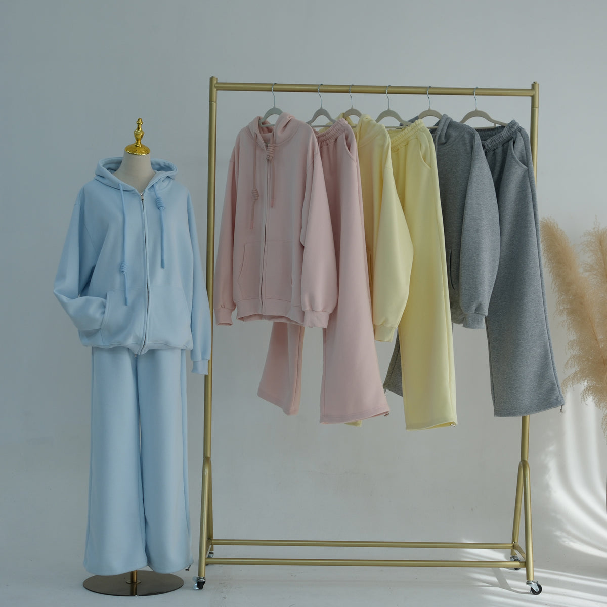 Ensemble Zip-Up Hoodie & Pantalon Jambes Larges | Tenue Athleisure Casual Modeste Deux-Pièces (MS595)