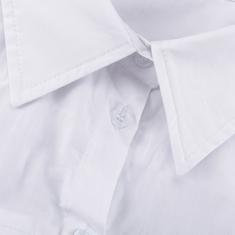 Pleated White Shirt Maxi Dress(MS548)