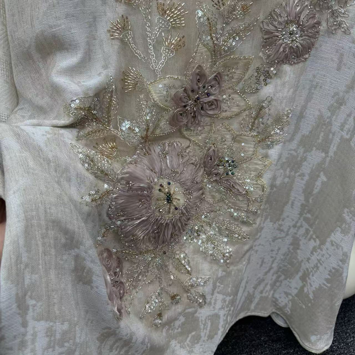 Luxury Embroidered Beaded Abaya | 3D Floral Sequin Evening Gown(MA477)