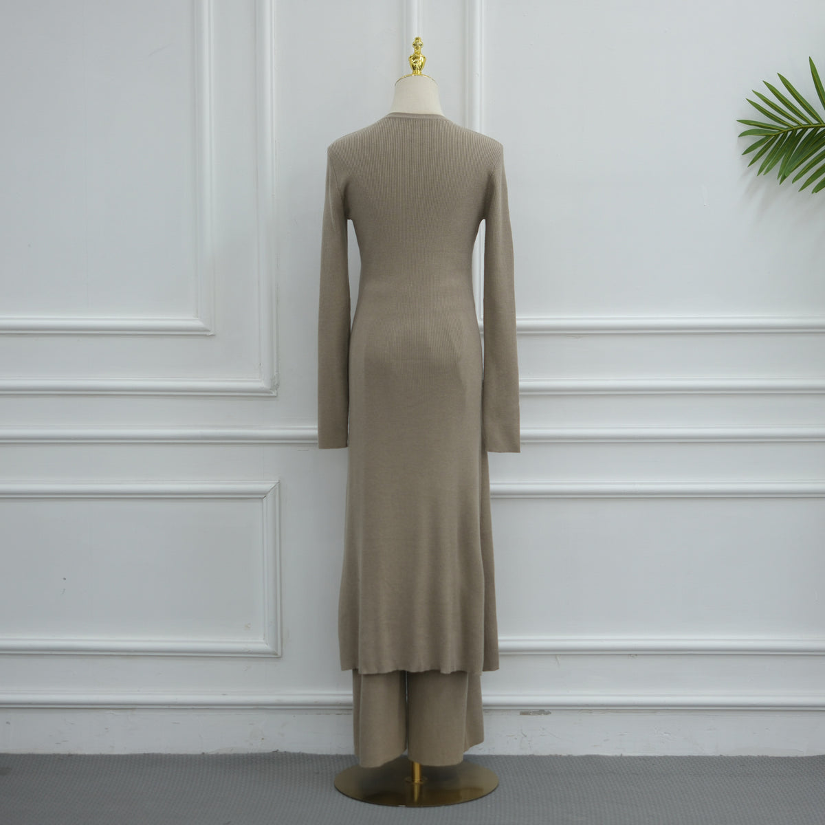 Modest Ribbed Knit Two-Piece Set(MS536)