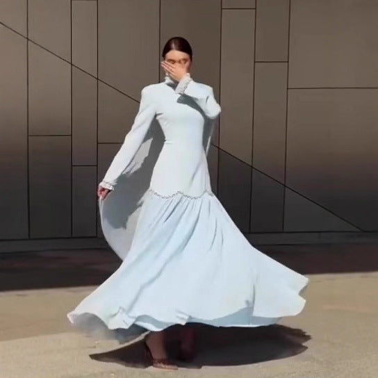 Crystal Waist Chain Dress with Ruffle Cuffs(MS306)