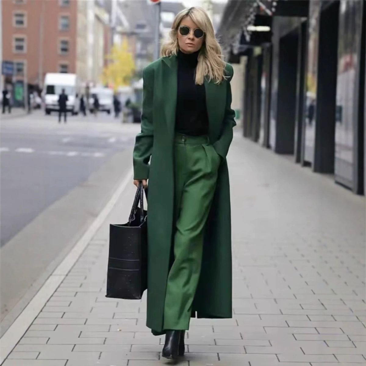 Solid Colour Double-Breasted Maxi Coat(MS551)