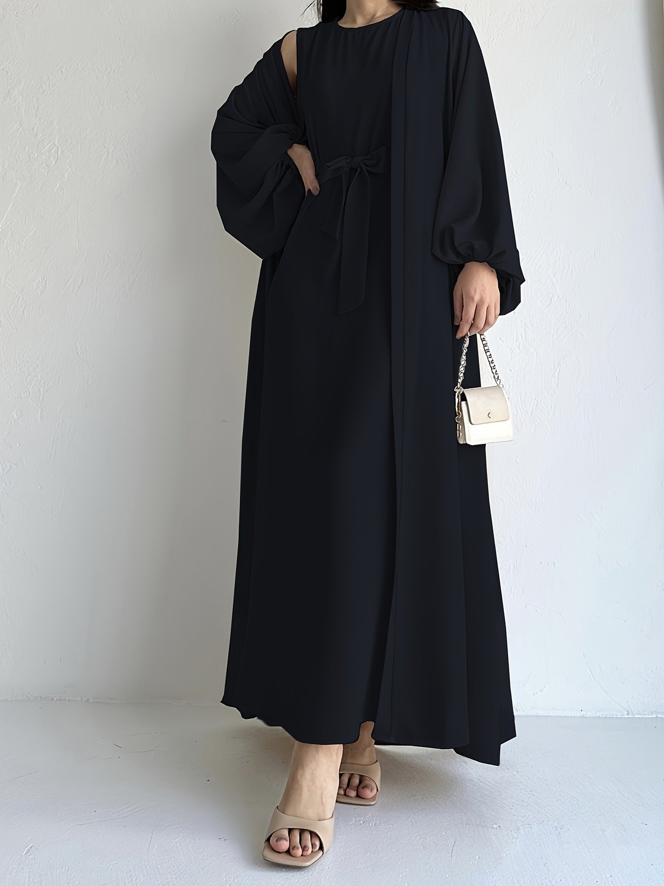 MOA050 Lose Laternenärmel Abaya 3-teiliges Set