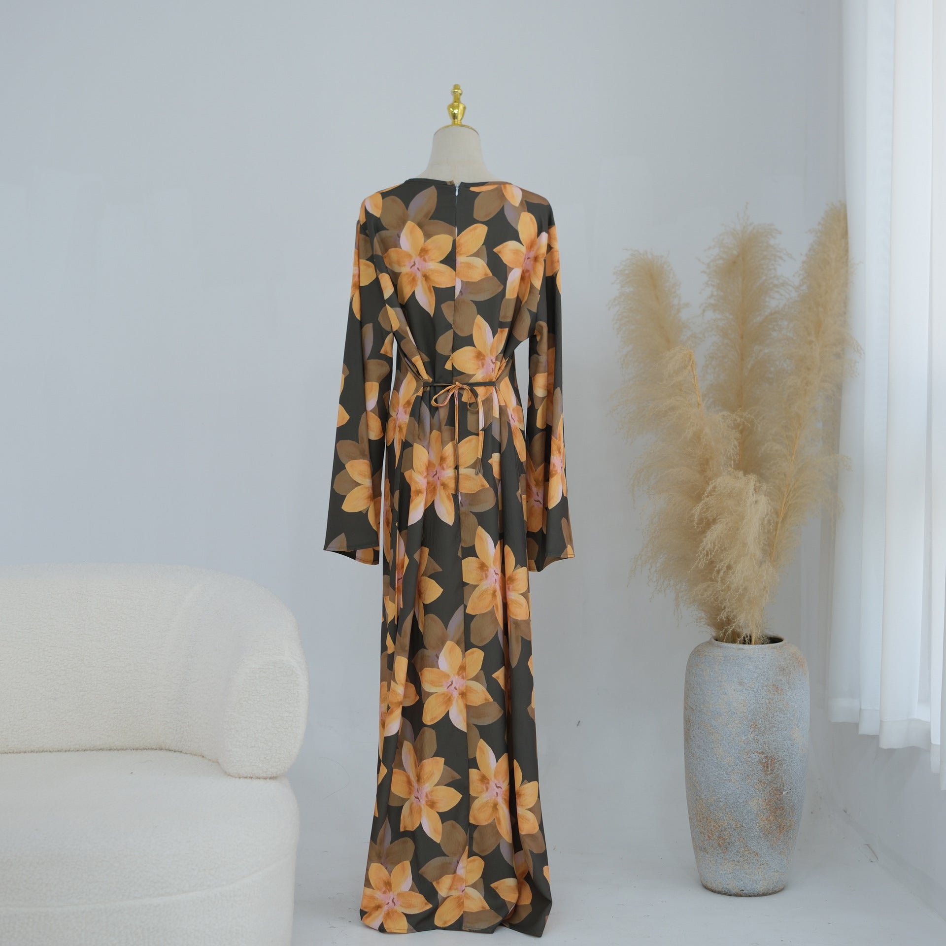 Floral Print Washed Crinkle Maxi Dress(MS437)