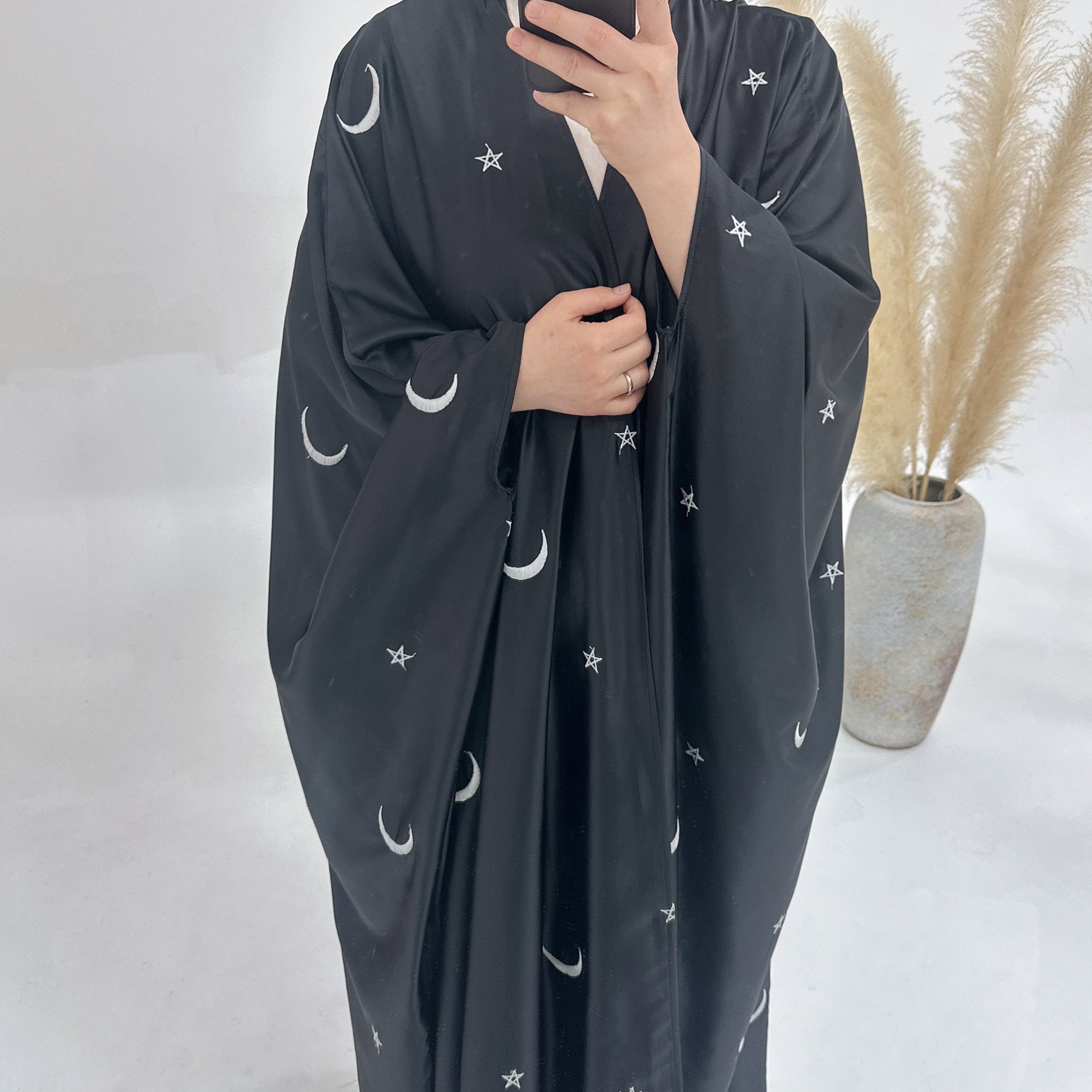 MOA043 EID Abaya Designs Moon&Star Вышивка Открытая Абая