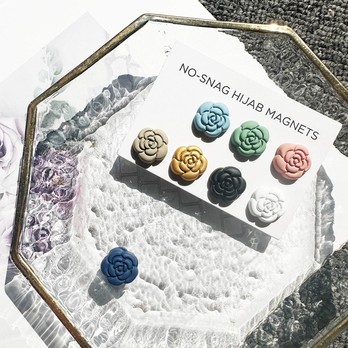 ā Secure Elegance Camellia Magnetic Hijab & Scarf Pin (MAC342)