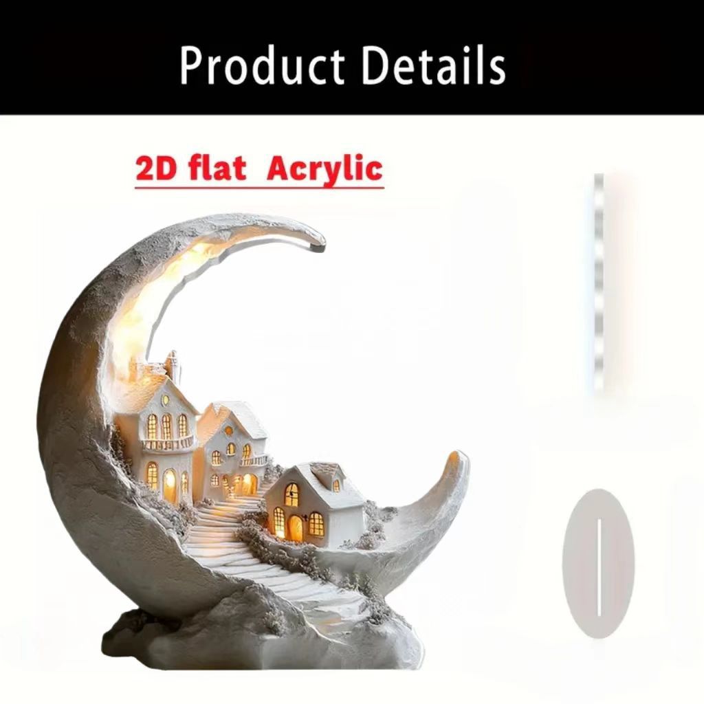 Islamic Crescent with Islamic Motifs Acrylic Desktop Ornament (MAC398)