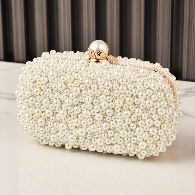 Elegant Faux Pearl Evening Clutch Bag - Vintage Style Beaded Handbag & Crossbody Purse for Weddings & Parties(MAC491)