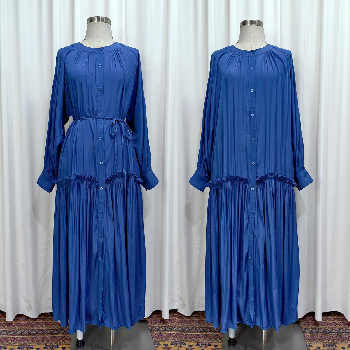 Solid Colour Tie-Waist Maxi Dress(MA472)