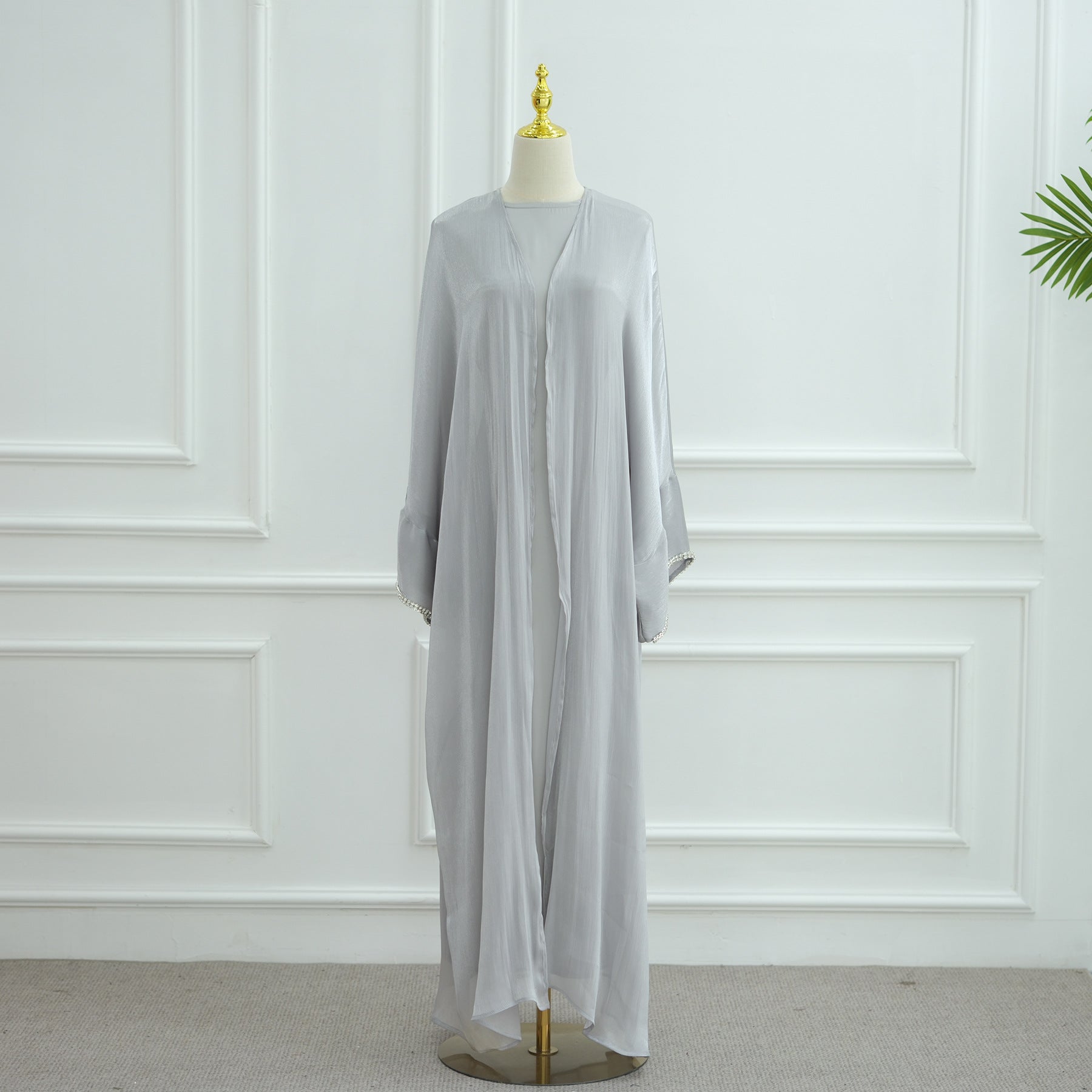 Luxe Beaded Cardigan Abaya | Modest Luxury Evening Wear Beading-Embellished Robes (MOA195)