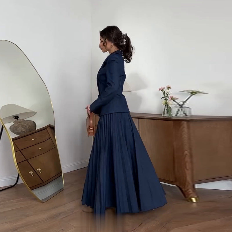 Navy Blazer & Pleated Skirt Set(MS287)
