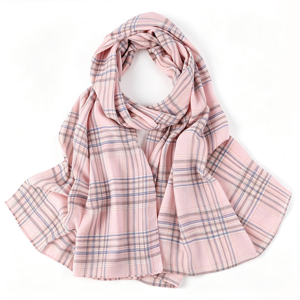Vintage Tartan Plaid Lightweight Hijab Scarf(MH258)