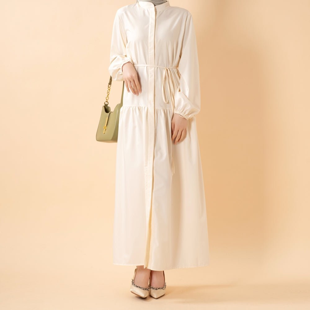 A - Line Trench Shirt Maxi Dress with Pockets(MA422) - Mariam's Collection